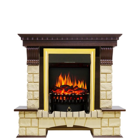 Каминокомплект Royal Flame Pierre Luxe шампань с очагом Fobos FX Brass