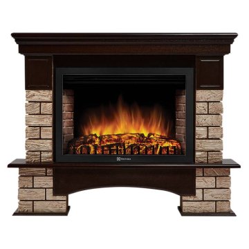 Каминокомплект Firelight Forte Wood 30 с очагом Electrolux EFP/P-3020LS камень коричневый/шпон темный дуб