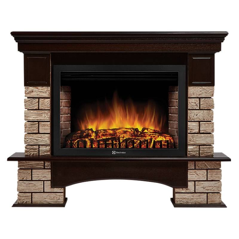 Каминокомплект Firelight Forte Wood 30 с очагом Electrolux EFP/P-3020LS камень коричневый/шпон темный дуб — фото 1