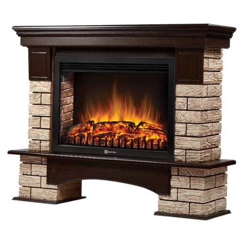 Каминокомплект Firelight Forte Wood 30 с очагом Electrolux EFP/P-3020LS камень коричневый/шпон темный дуб — фото 3