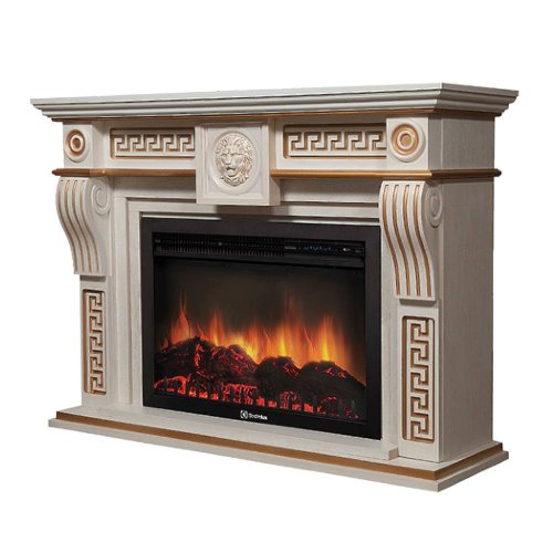 Каминокомплект Firelight Vittoriano 30 с очагом Electrolux EFP/P-3020LS беленый дуб с золотой патиной — фото 2