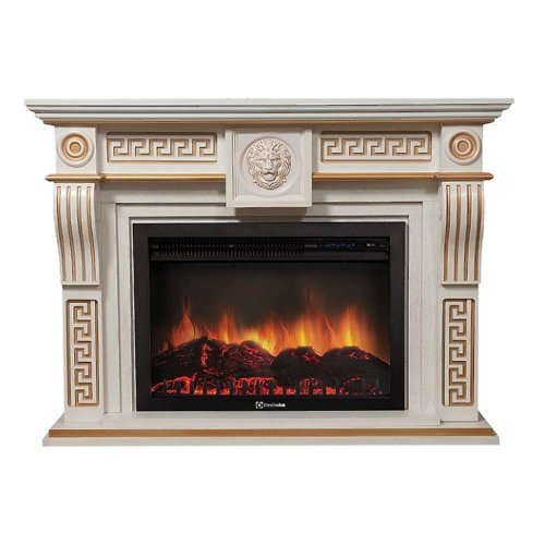 Каминокомплект Firelight Vittoriano 30 с очагом Electrolux EFP/P-3020LS беленый дуб с золотой патиной — фото 1