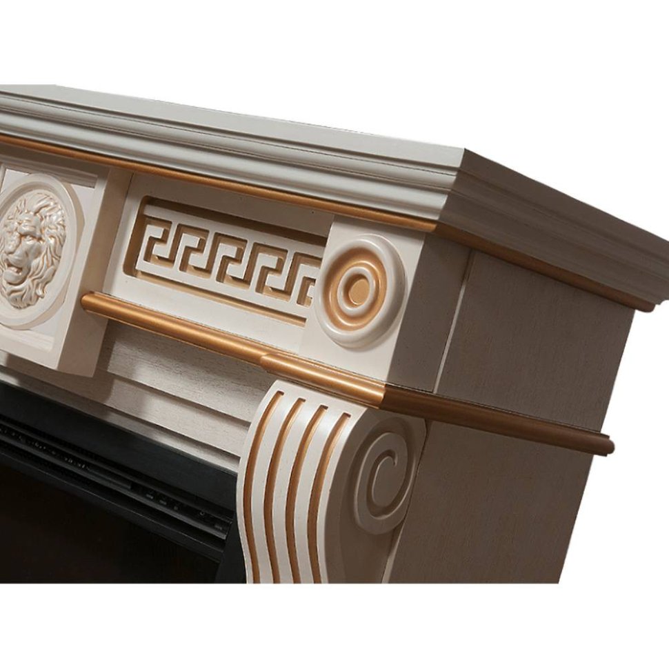 Каминокомплект Firelight Vittoriano 30 с очагом Electrolux EFP/P-3020LS беленый дуб с золотой патиной — фото 4