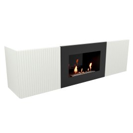 Тумба с биокамином Firelight BFP/P-1400L белый+набор керамических дров ель