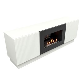 Тумба с биокамином Firelight BFP/P-1400L белый+набор керамических дров ель