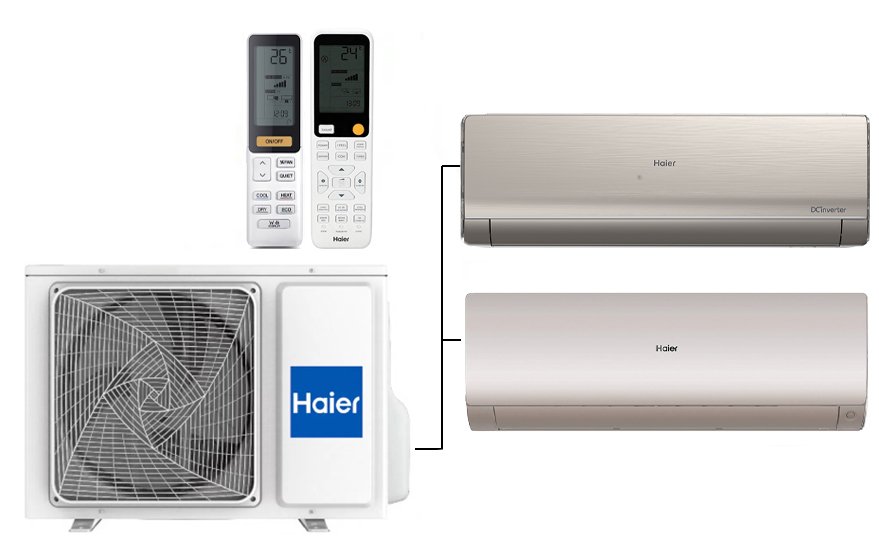 Мульти сплит-система на 2 комнаты 35+25 м2 Haier Lightera AS12NS6ERA-G+Flexis SM AS25S2SF3FA-G/2U40S2SM1FA c Wi-Fi модулем ESP32 — фото 5