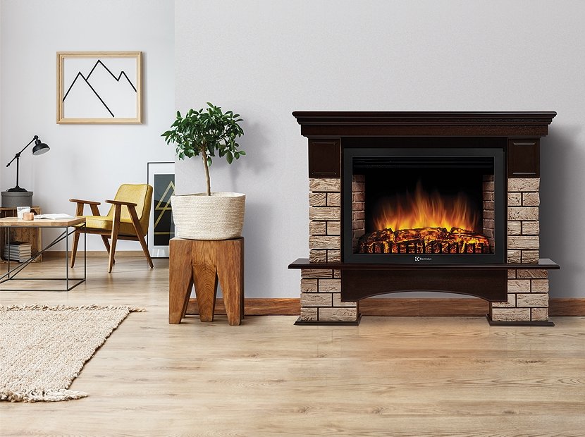 Каминокомплект Firelight Forte Wood 30U (угловой) с очагом Electrolux EFP/P-3020LS камень коричневый/шпон темный дуб — фото 8