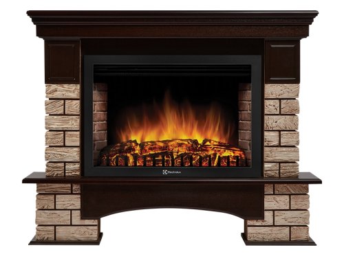 Каминокомплект Firelight Forte Wood 30U (угловой) с очагом Electrolux EFP/P-3020LS камень коричневый/шпон темный дуб — фото 1