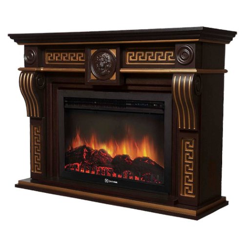 Каминокомплект Firelight Vittoriano 30 с очагом Electrolux EFP/P-3020LS темный дуб с золотой патиной — фото 2