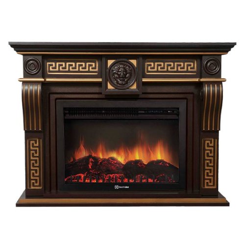 Каминокомплект Firelight Vittoriano 30 с очагом Electrolux EFP/P-3020LS темный дуб с золотой патиной — фото 1