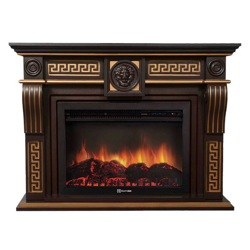 Каминокомплект Firelight Vittoriano 30 с очагом Electrolux EFP/P-3020LS темный дуб с золотой патиной — фото 1