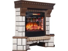 Каминокомплект Interflame Экстер средний дуб угловой с очагом Panoramic 06 25 LED FX