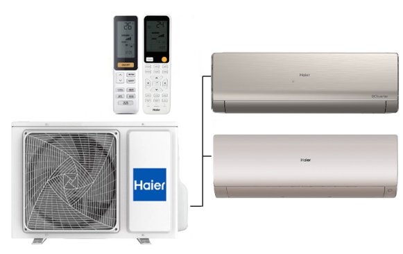 Мульти сплит-система на 2 комнаты 35+35 м2 Haier Lightera AS12NS6ERA-G+Flexis SM AS35S2SF3FA-G/2U40S2SM1FA c Wi-Fi модулем ESP32