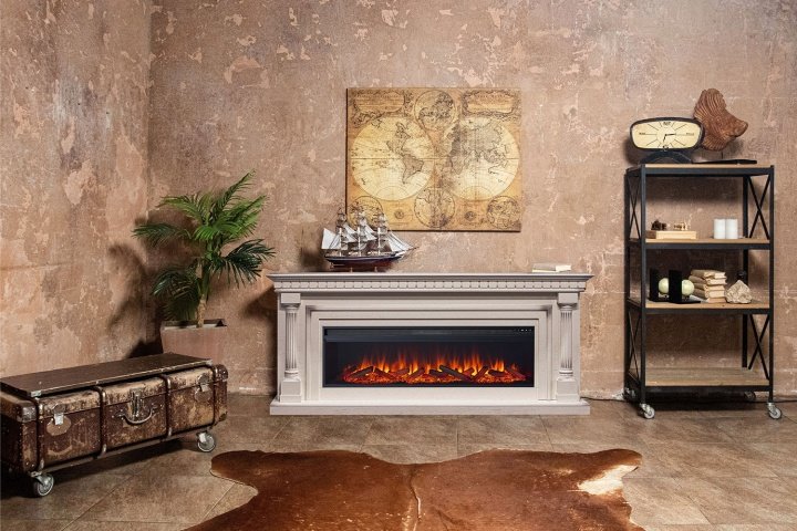 Каминокомплект Royal Flame Dallas с очагом Vision 60 LOG LED слоновая кость с патиной — фото 4