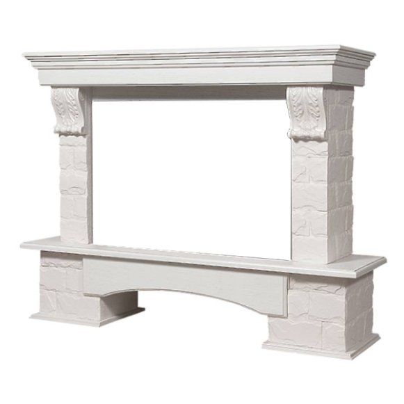 Изображение товара Электрокаминный портал Firelight Forte 30S из камня и МДФ белый дуб