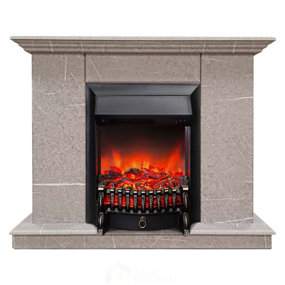 Каминокомплект Хорошие Камины Марс с очагом RealFlame Fobos Lux Black мрамор