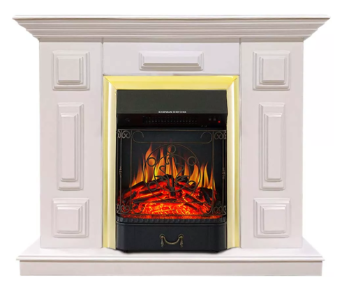 Каминокомплект Хорошие Камины Юпитер с очагом Royal Flame Majestic FX Brass белый — фото 1
