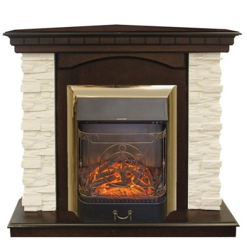 Каминокомплект RealFlame Elford Corner STD/EUG/25'5/HL AO с очагом Majestic s Lux Black/Brass — фото 2