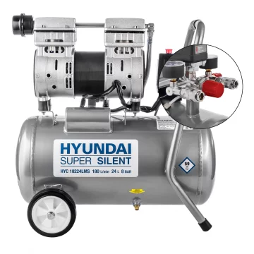 Компрессор безмасляный HYUNDAI НYC 18224LMS поршневой, бесшумный.