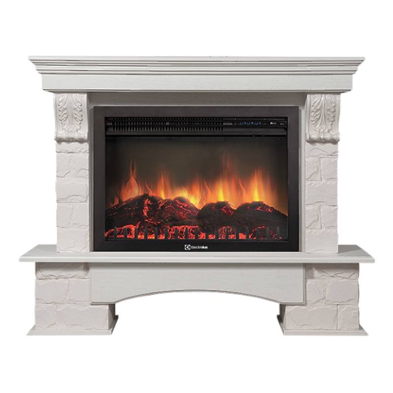 Каминокомплект Firelight Forte 30S с очагом Electrolux EFP/P-3020LS камень белый/шпон беленый дуб — фото 1
