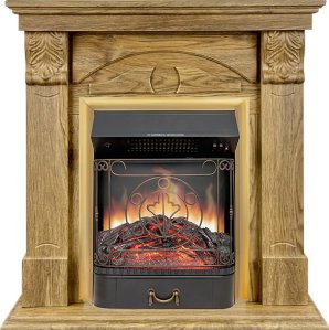 Каминокомплект Royal Flame Dublin RUSTIC (Разборный) с очагом Majestic FX M Brass дуб натуральный