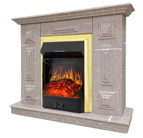 Каминокомплект Хорошие Камины Юпитер с очагом Royal Flame Majestic FX Brass мрамор — фото 2