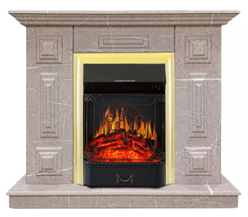 Каминокомплект Хорошие Камины Юпитер с очагом Royal Flame Majestic FX Brass мрамор — фото 1