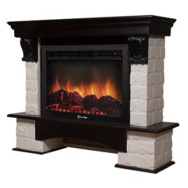 Каминокомплект Firelight Forte 30S с очагом Electrolux EFP/P-3020LS камень белый/шпон темный дуб