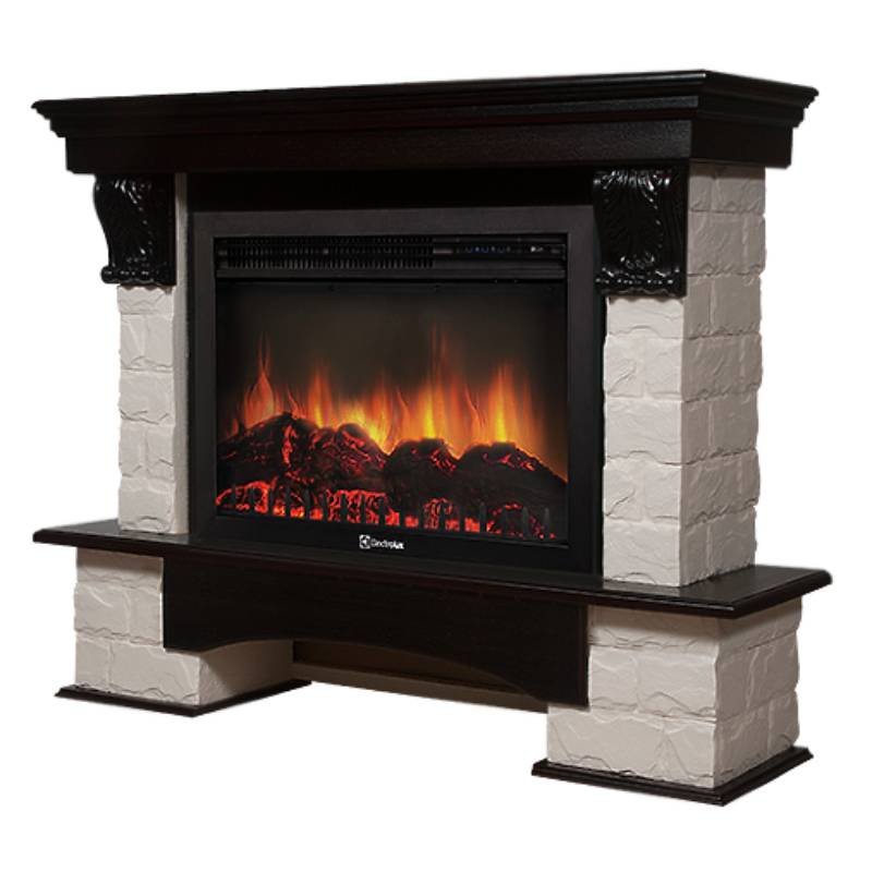 Каминокомплект Firelight Forte 30S с очагом Electrolux EFP/P-3020LS камень белый/шпон темный дуб — фото 2