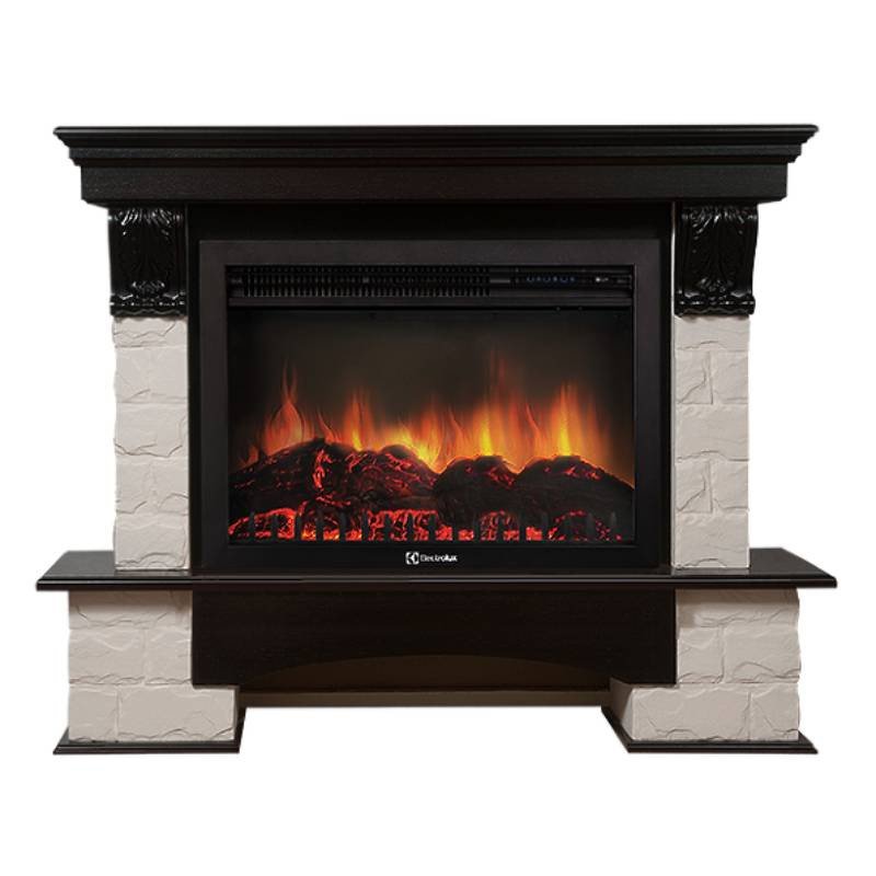 Каминокомплект Firelight Forte 30S с очагом Electrolux EFP/P-3020LS камень белый/шпон темный дуб — фото 1