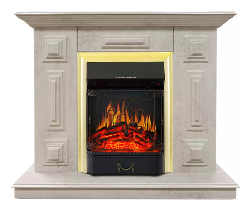 Каминокомплект Хорошие Камины Юпитер с очагом Royal Flame Majestic FX Brass цемент — фото 1