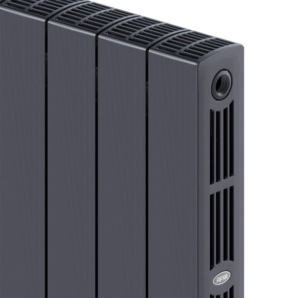 Биметаллический радиатор отопления Rifar Supremo 500 боковое подключение 12 секций титан