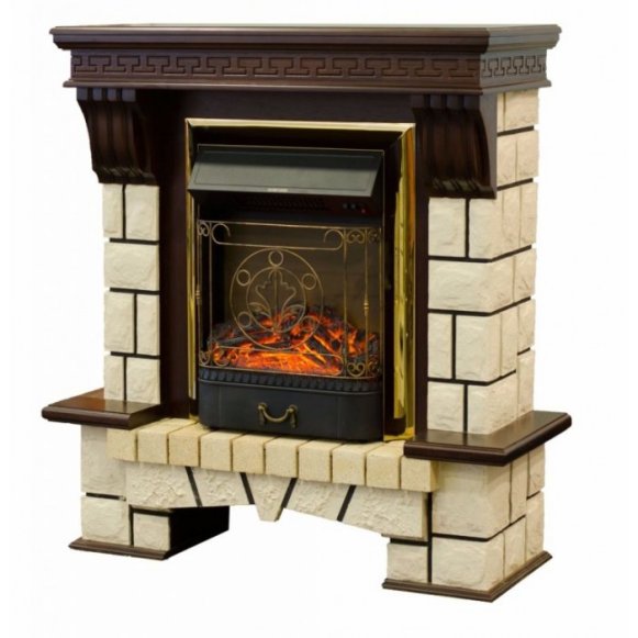 Изображение товара Каминокомплект RealFlame Stone new STD/EUG AO (DN) с очагом Majestic s Lux Black/Brass