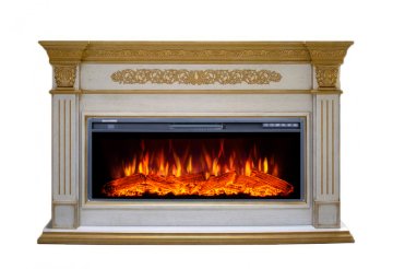 Каминокомплект Interflame Елизавета с очагом FreeSpace 40 LED FX QZ бежевый с золотой патиной