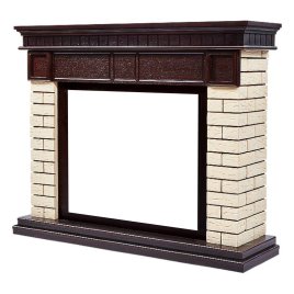 Портал Firelight Bricks 25 камень бежевый/шпон темный дуб