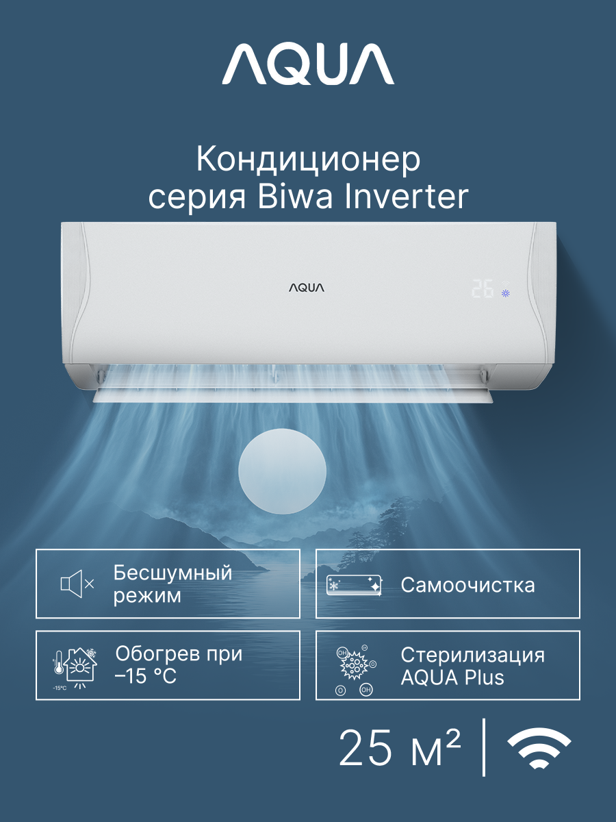 Сплит-система Aqua AQI-25BIQ1/R3(IN)/AQI-25BIQ1/R3(OUT) Biwa Inverter — фото 1