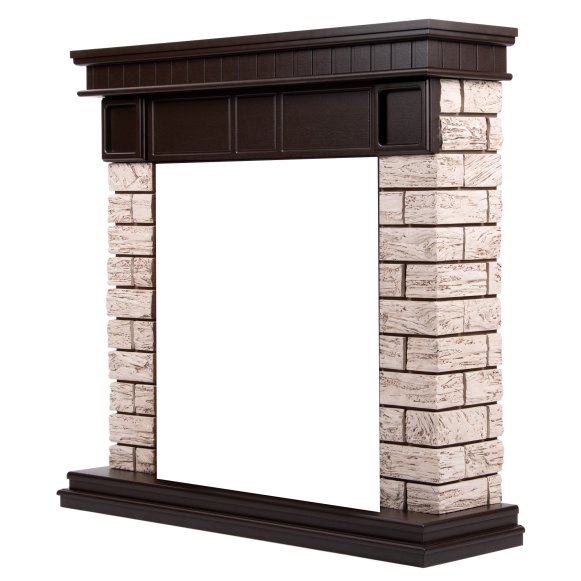 Изображение товара Портал Firelight Bricks Wood Classic камень коричневый и шпон темный дуб