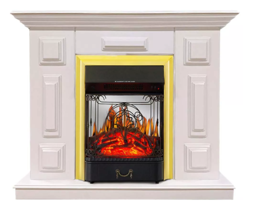 Каминокомплект Хорошие Камины Юпитер с очагом Royal Flame Majestic FX M Brass белый — фото 1