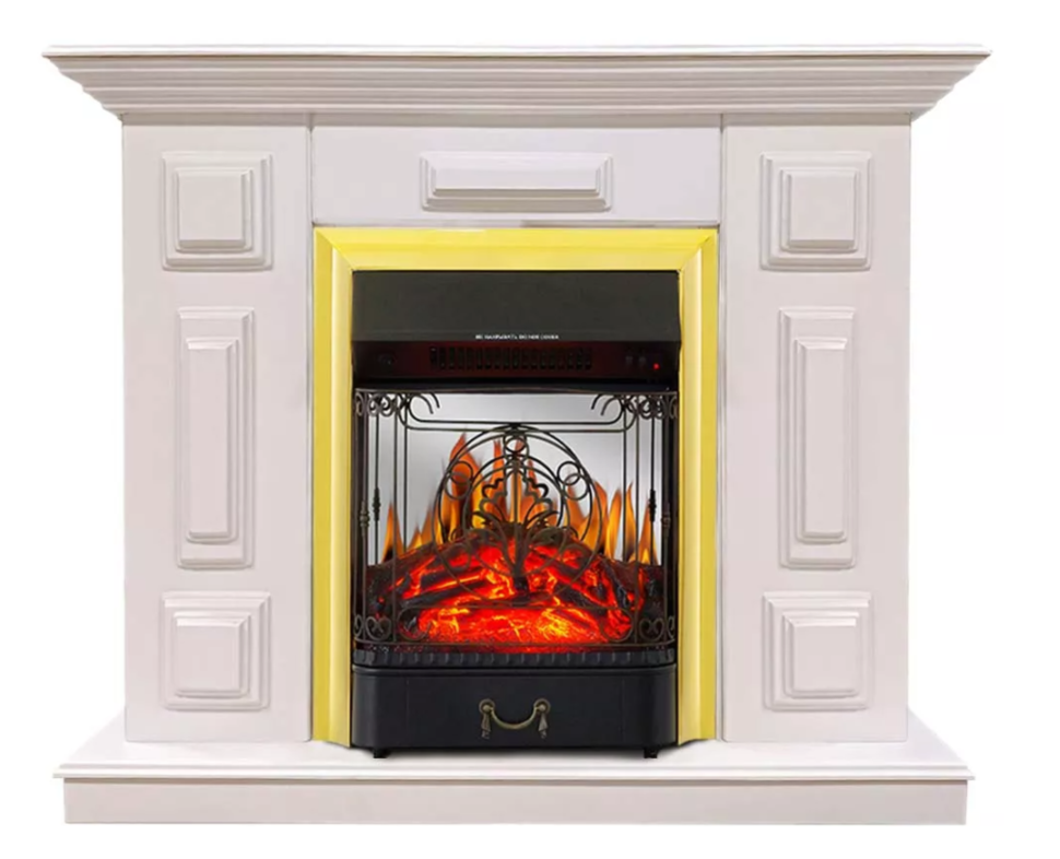 Каминокомплект Хорошие Камины Юпитер с очагом Royal Flame Majestic FX M Brass белый — фото 1