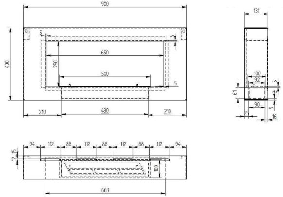 Изображение товара Биокамин настенный Zefire Orion 900 с белой рамкой