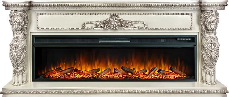 Каминокомплект Royal Flame Windsor с очагом Vision 60 LOG LED слоновая кость с патиной — фото 1