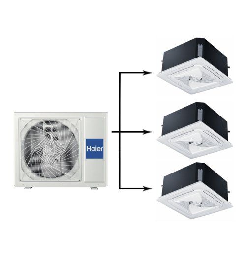 Мульти сплит-система на 3 комнаты 35+35+35 м2 Haier 3х AB35S2SC2FA/1U105S2SS1FB Maxi Split — фото 1