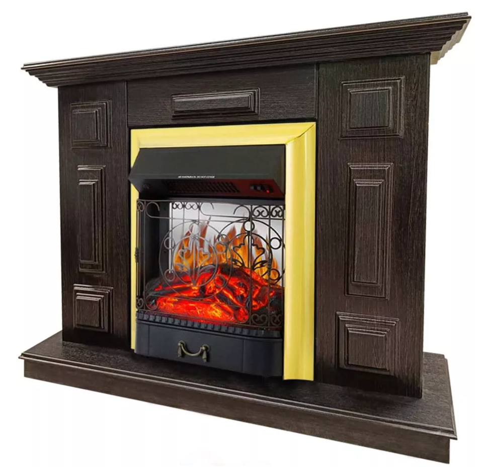 Каминокомплект Хорошие Камины Юпитер с очагом Royal Flame Majestic FX M Brass венге — фото 2