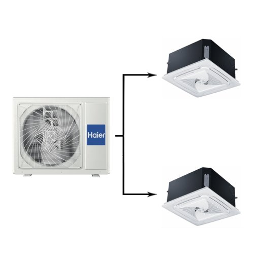 Мульти сплит-система на 2 комнаты 50+50 м2 Haier 2х AB50S2SC2FA/1U105S2SS1FB Maxi Split — фото 1