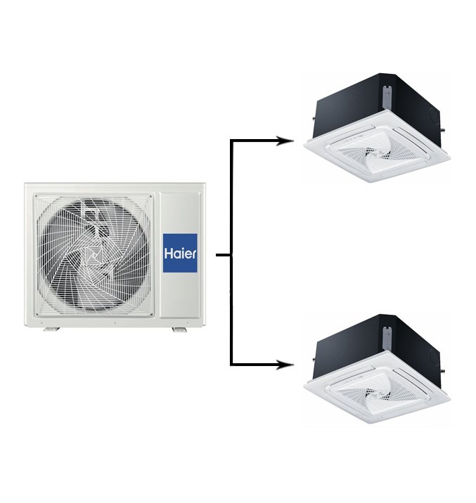 Мульти сплит-система на 2 комнаты 50+50 м2 Haier 2х AB50S2SC2FA/1U105S2SS1FB Maxi Split — фото 1