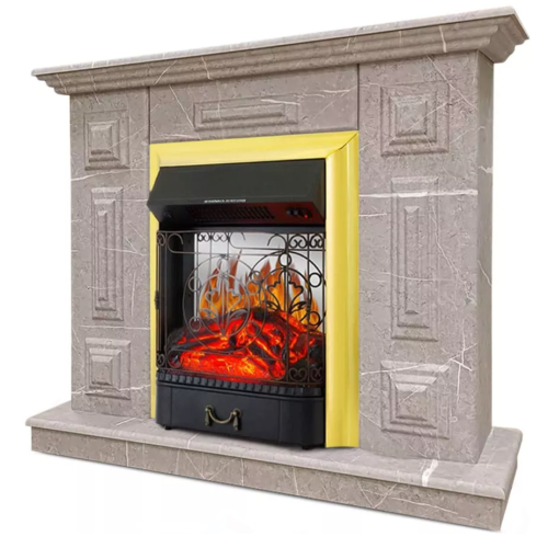 Каминокомплект Хорошие Камины Юпитер с очагом Royal Flame Majestic FX M Brass мрамор — фото 2