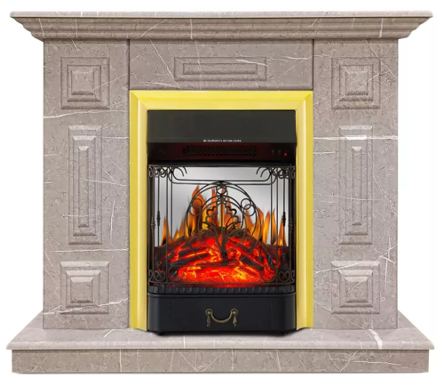 Каминокомплект Хорошие Камины Юпитер с очагом Royal Flame Majestic FX M Brass мрамор — фото 1