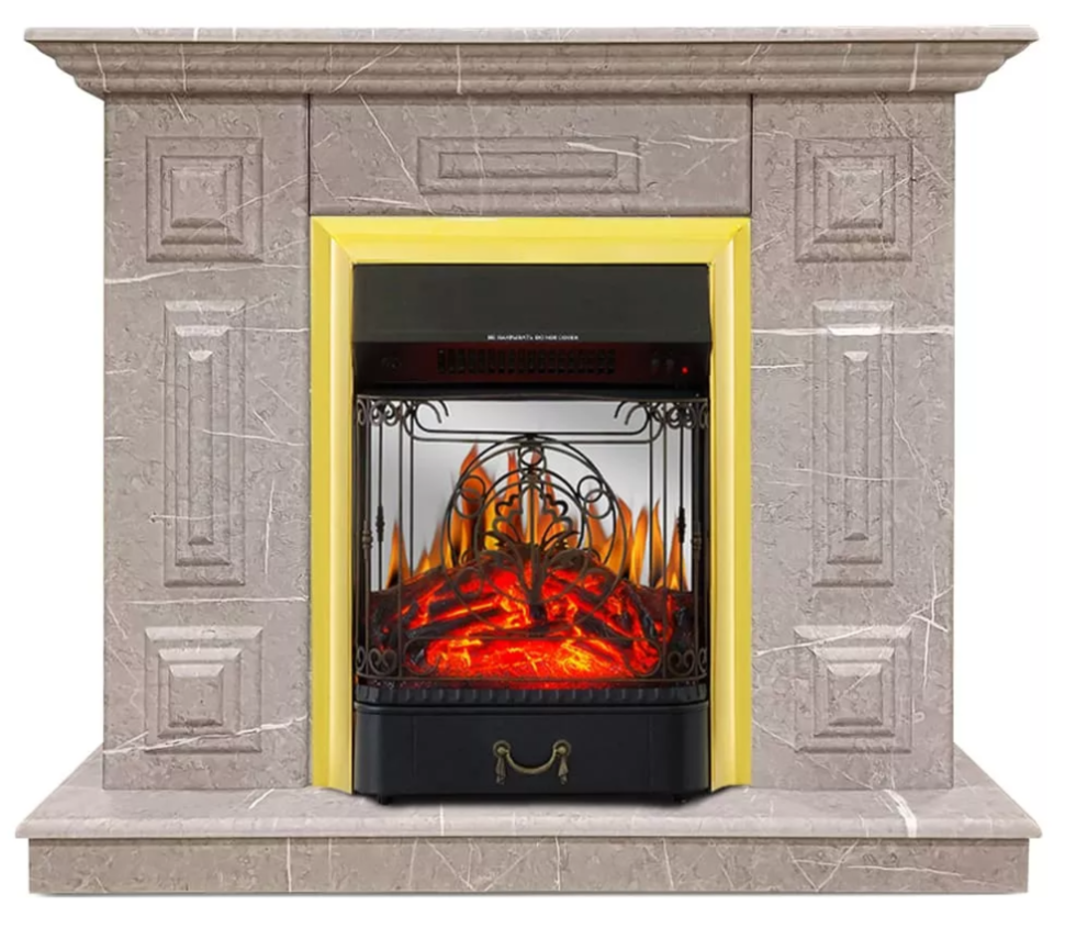 Каминокомплект Хорошие Камины Юпитер с очагом Royal Flame Majestic FX M Brass мрамор — фото 1