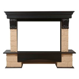 Портал Firelight Forte 30U (угловой) камень бежевый/шпон темный дуб