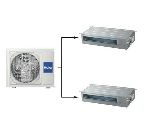 Мульти сплит-система на 2 комнаты 50+50 м2 Haier 2х AD50S2SS1FA/1U105S2SS1FB Maxi Split — фото 1